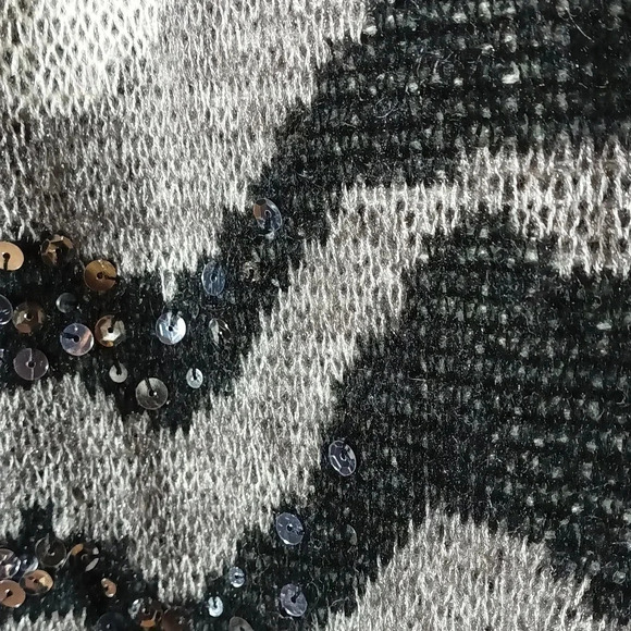 Chico's Jovi long line cardigan camo animal gray sequins wool mohair blend XL - Picture 4 of 10